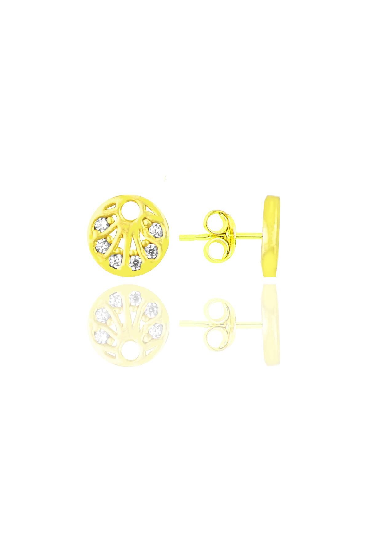 Gümüş altın yaldızlı zirkon taşlı küpe SGTL11933GOLD