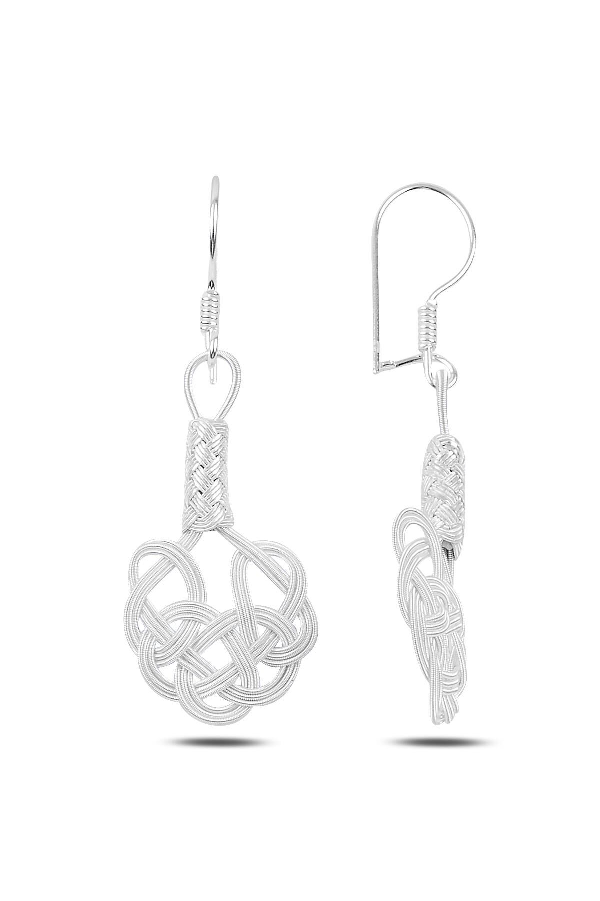 Gümüş beyaz kazaziye aşk düğümü küpe SGTL9520BYZ