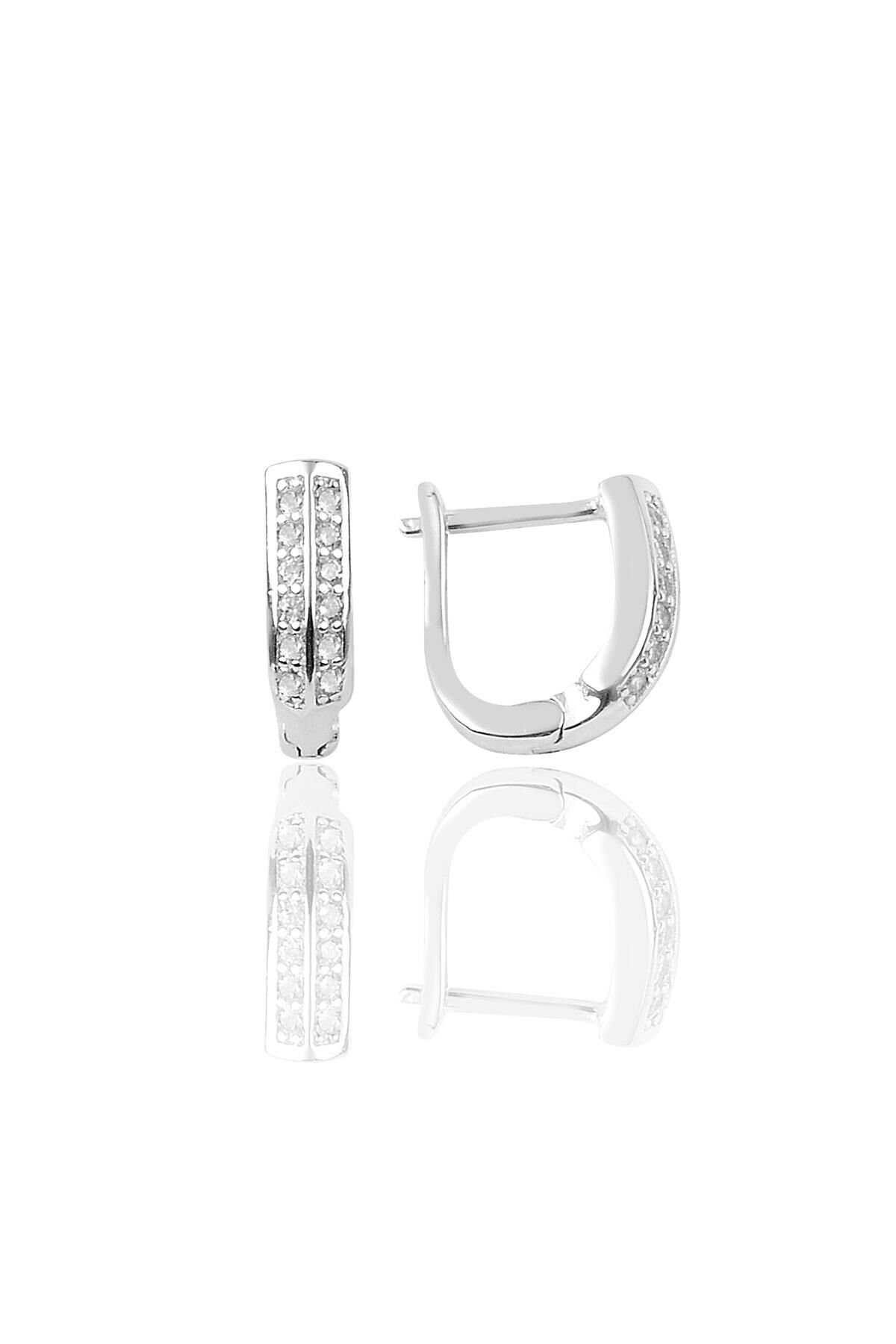 Gümüş zirkon taşlı J küpe SGTL9195
