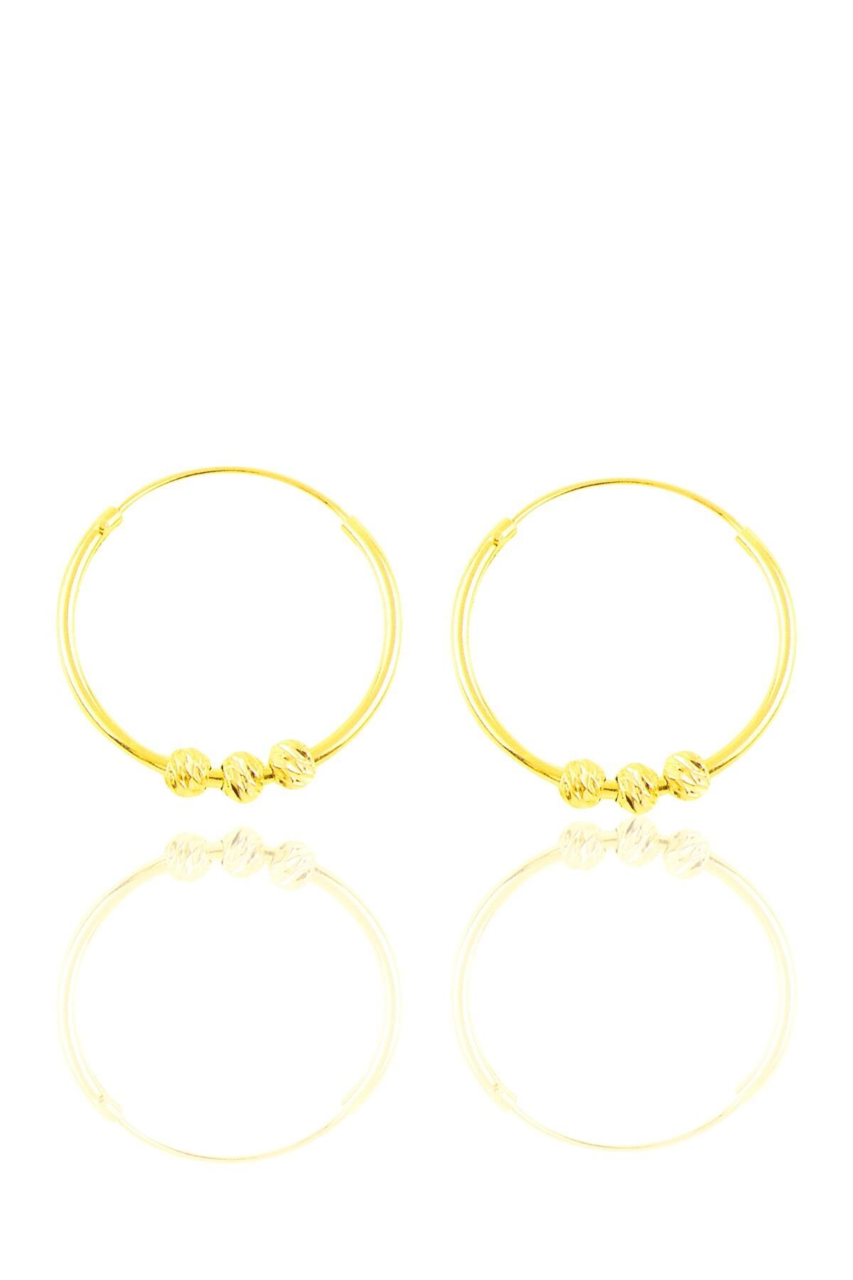 Gümüş altın yaldızlı 18 mm dorica halka küpe SGTL10336GOLD