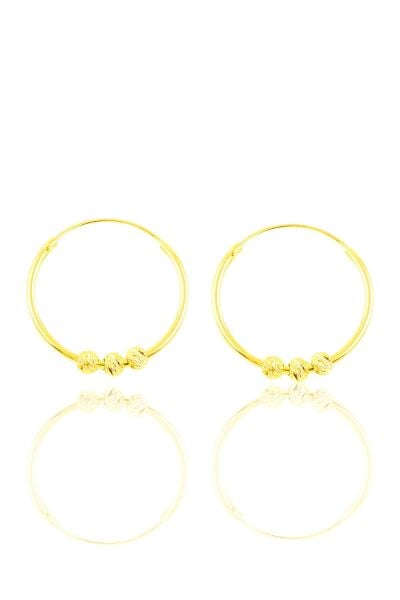 Gümüş altın yaldızlı 18 mm dorica halka küpe SGTL10336GOLD