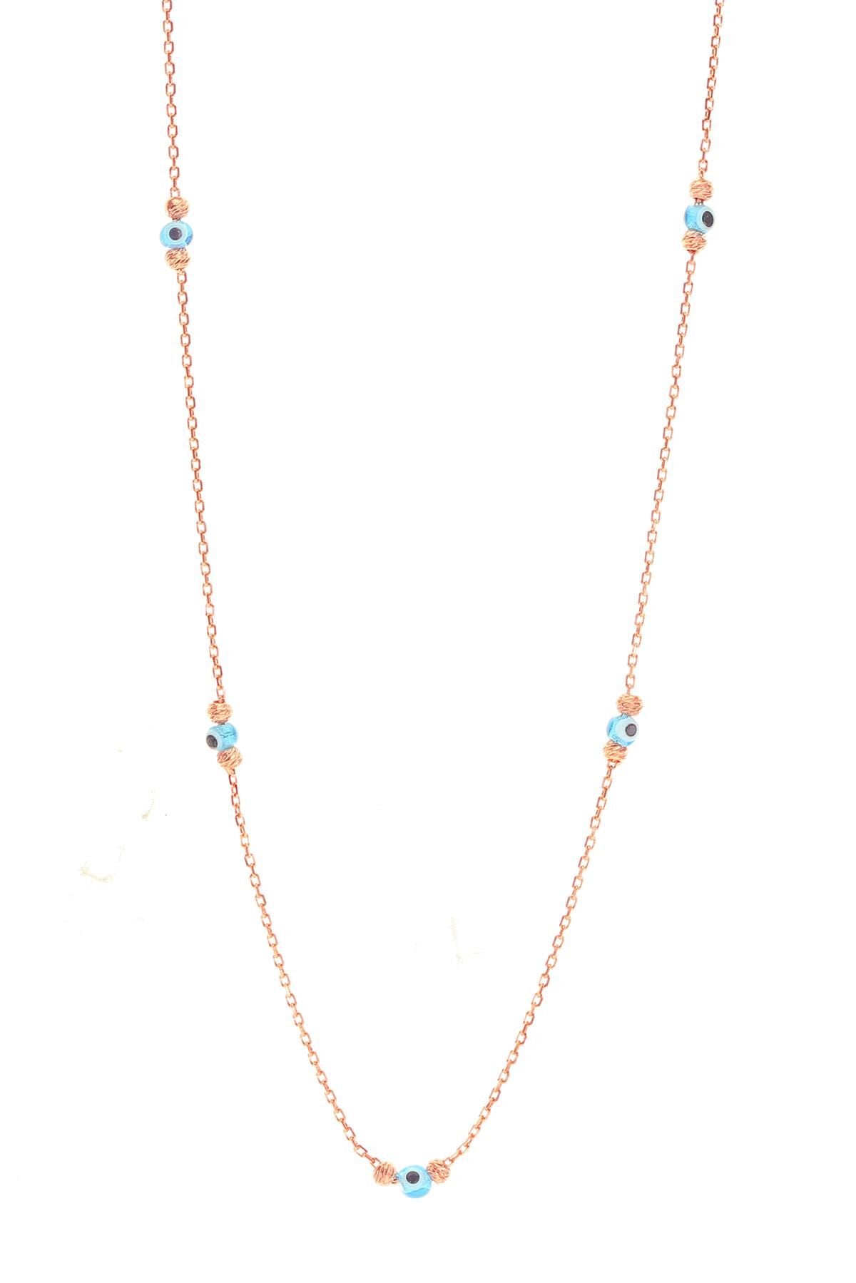 Gümüş dorica toplu ve nazarlı kolye SGTL8460