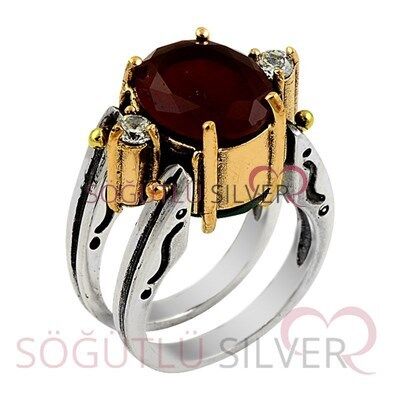çift taraflı otantik kök yakut ve kök zümrüt taşlı üçlü set set8360