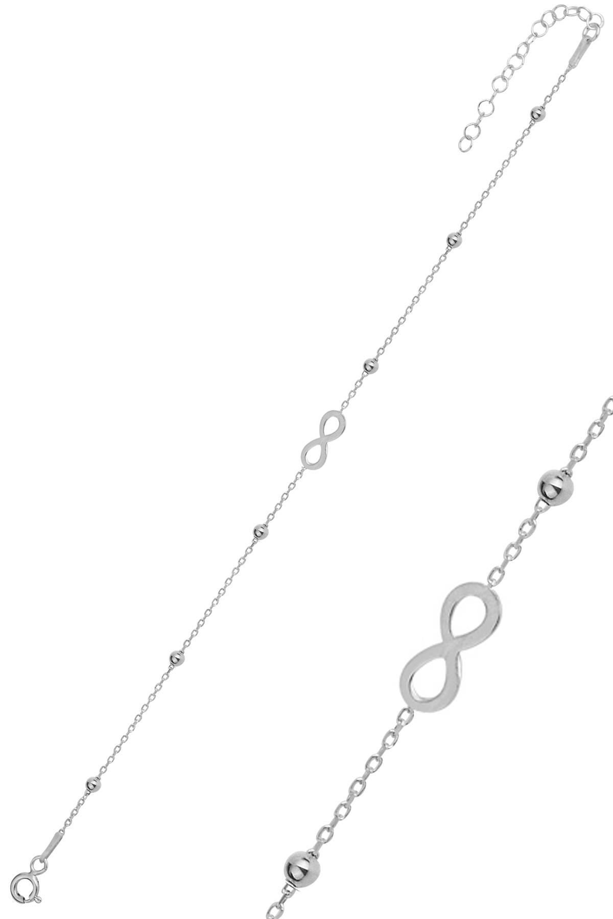 Gümüş rodyumlu gümüş top top zincirli sonsuzluk bileklik SGTL11930RODAJ