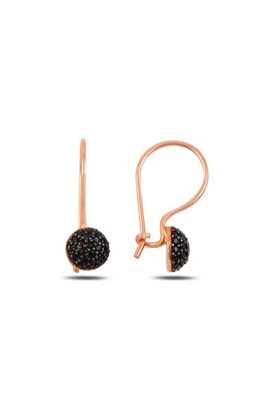 Gümüş rose  onix taşlı çengelli yarım top küpe SGTL9938SYH