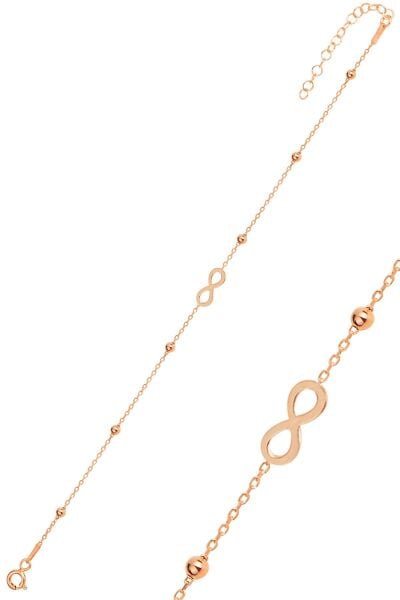Gümüş rose top top zincirli sonsuzluk bileklik SGTL11930ROSE