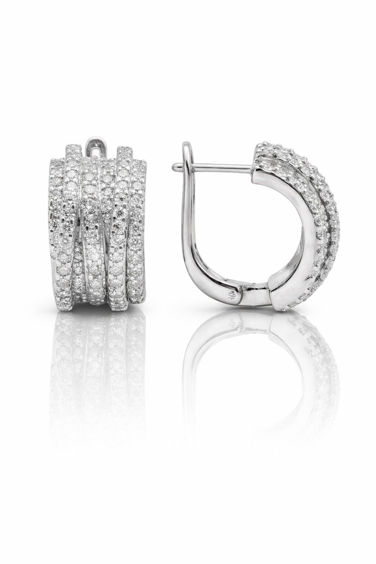 925 Ayar Gümüş Küpe Lüks Tasarım Sıralı Taşlı Halka Model J Küpe SGTL13263RODAJ