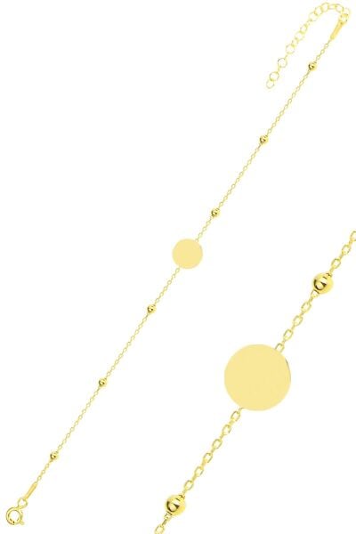 Gümüş altın yaldızlı top top zincirli pul bileklik SGTL11931GOLD
