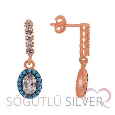 turkuaz taşlı sallamalı küpe kupe8208