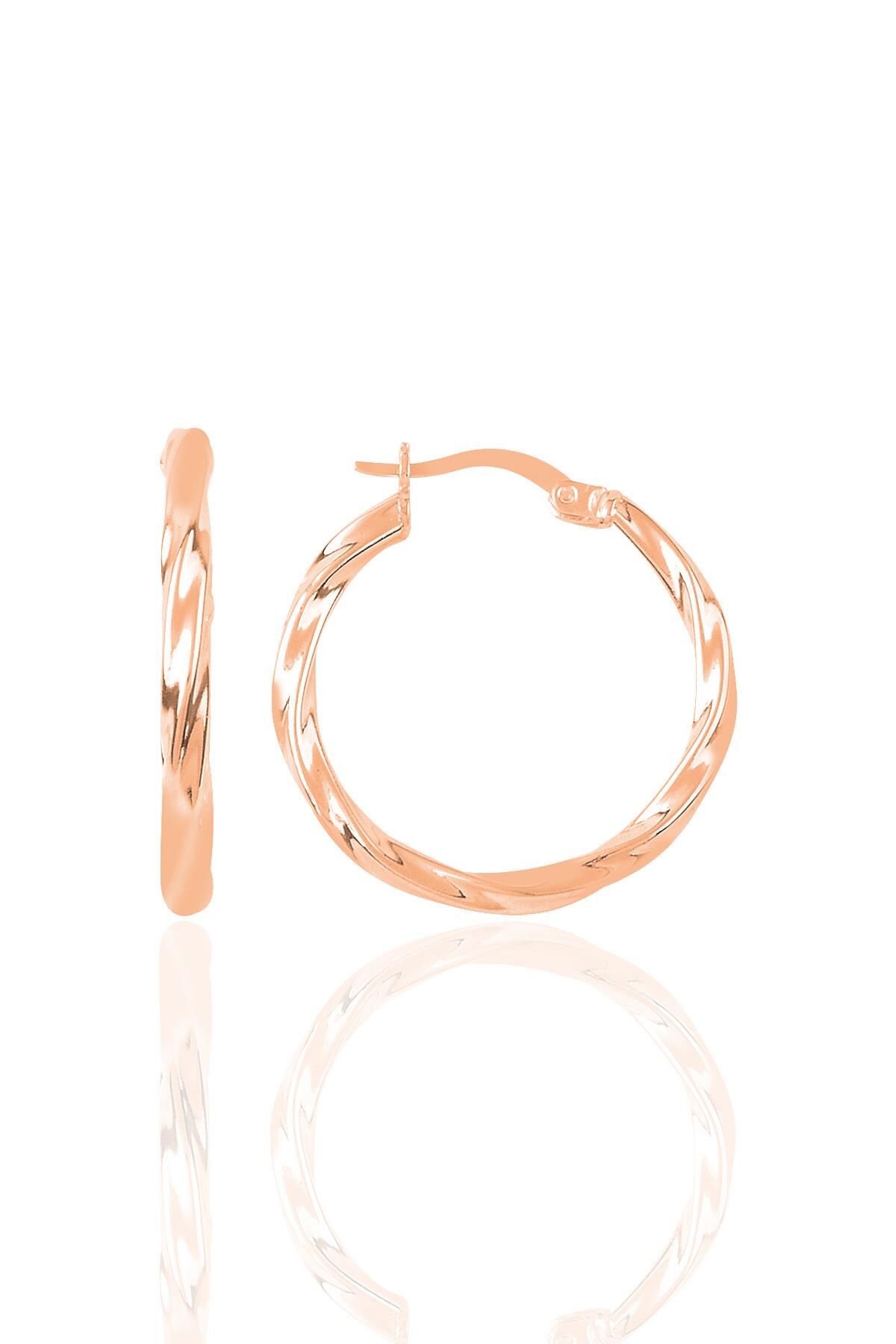 Gümüş rose 23 mm Şarnel Burgu Halka Küpe SGTL12288ROSE