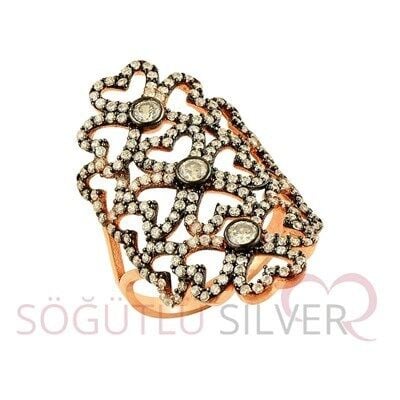 Rose zirkon taşlı yüzük yuzuk8124