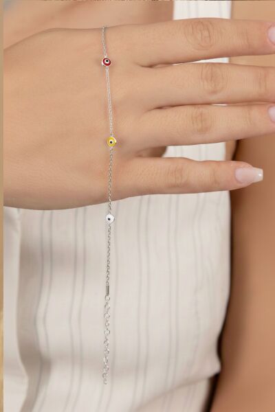 925 ayar gümüş halhal rodyumlu nazar boncuklu cam göz halhal SGTL13179RODAJ