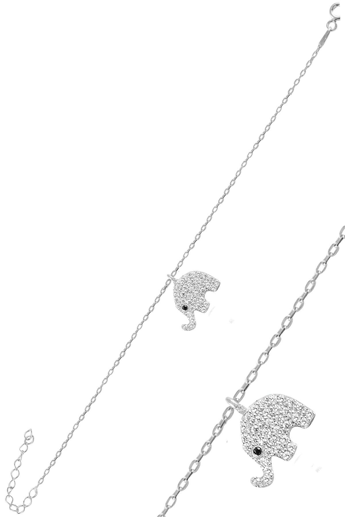 Gümüş rodyumlu zirkon taşlı fil bileklik SGTL11068RODAJ