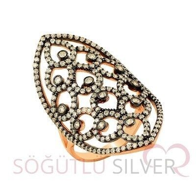 Rose zirkon taşlı yüzük yuzuk8123