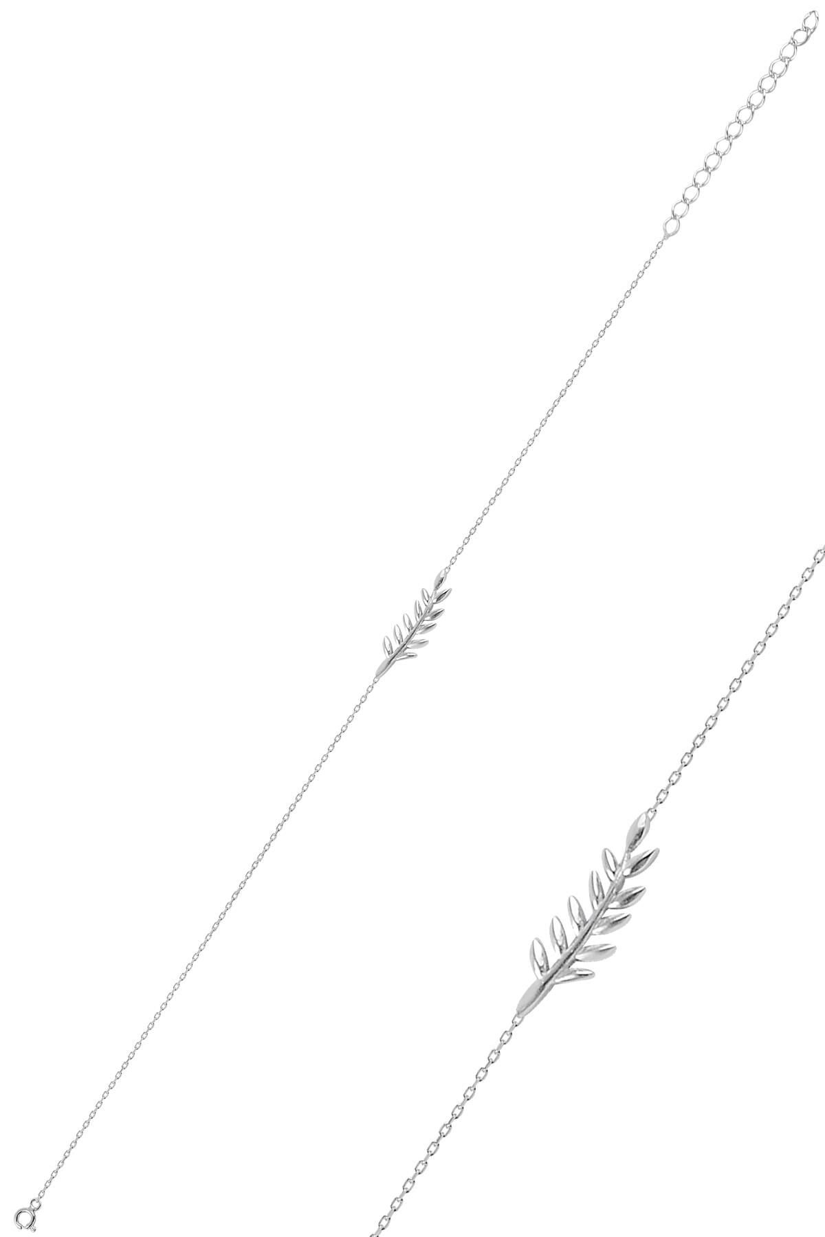 Gümüş rodyumlu  yaprak bileklik SGTL10292RDJ