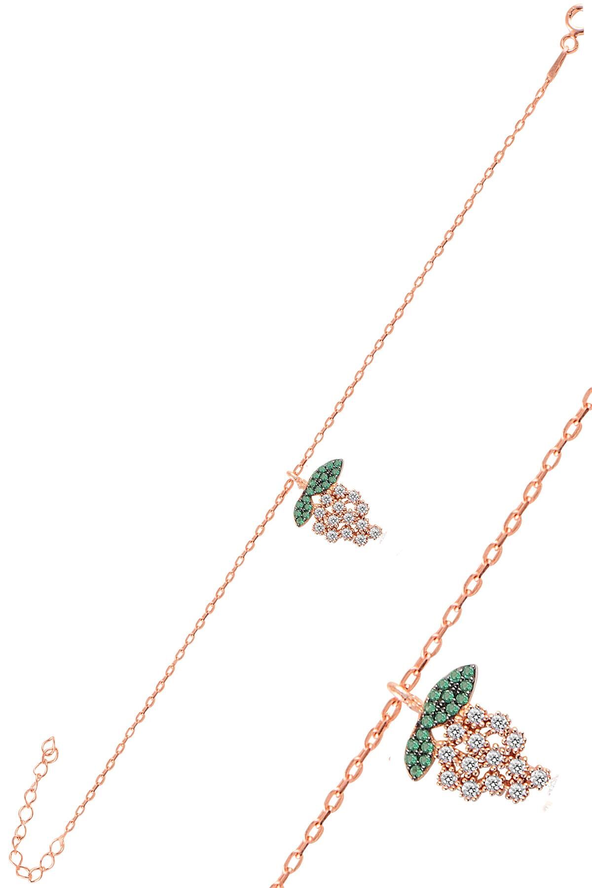Gümüş rose zirkon taşlı üzüm bileklik SGTL11066ROSE
