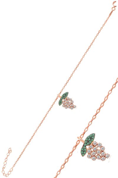 Gümüş rose zirkon taşlı üzüm bileklik SGTL11066ROSE