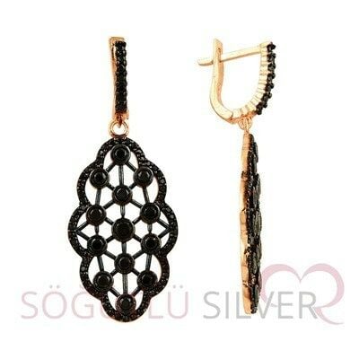 Rose onix taşlı küpe kupe8333