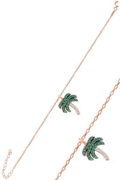 Gümüş rose zirkon taşlı palmiye bileklik SGTL11065ROSE
