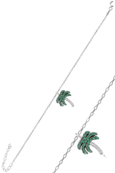 Gümüş rodyumlu zirkon taşlı palmiye bileklik SGTL11065RODAJ