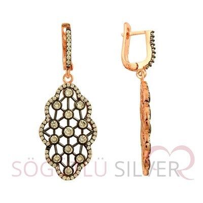Rose zirkon taşlı küpe kupe8330