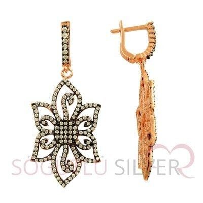 Rose zirkon taşlı küpe kupe8329