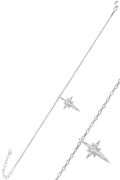 Gümüş rodyumlu zirkon taşlı kutup yıldızı bileklik SGTL11064RODAJ