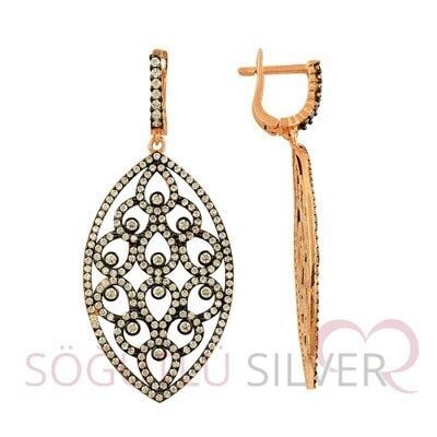 Rose zirkon taşlı küpe kupe8328