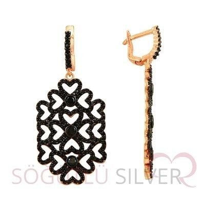 Rose zirkon taşlı küpe kupe8327