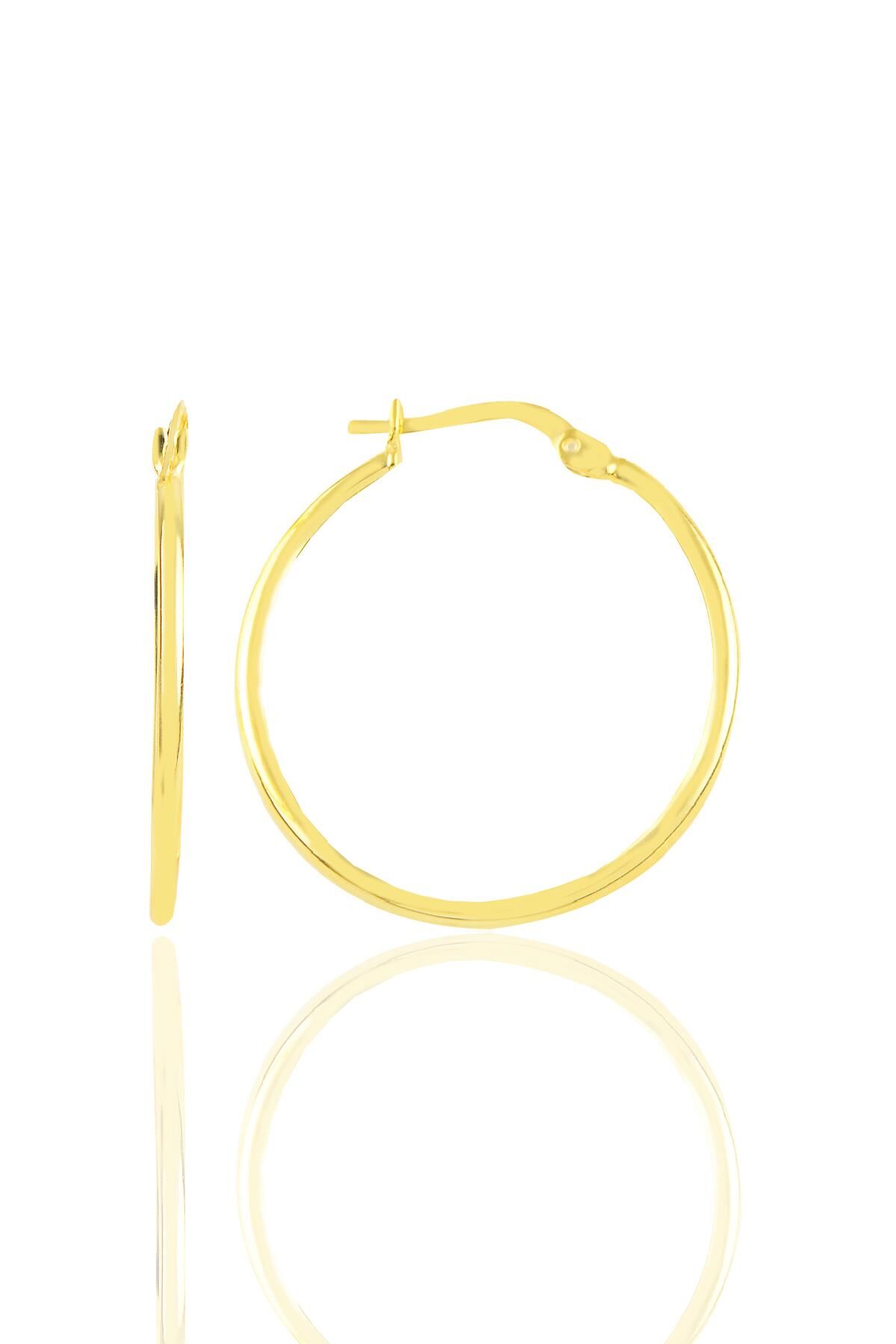Gümüş altın yaldızlı 32 mm şarnel halka küpe SGTL12287GOLD