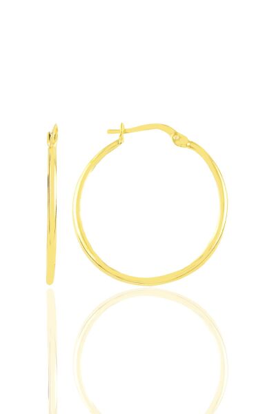 Gümüş altın yaldızlı 32 mm şarnel halka küpe SGTL12287GOLD
