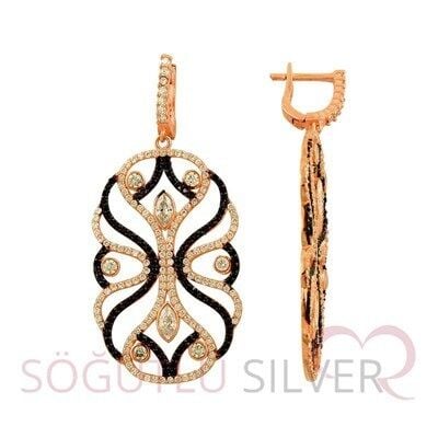 rose zirkon taşlı küpe kupe8326