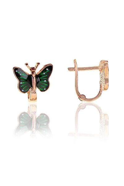 Gümüş mineli kelebek modeli küpe SGTL9379