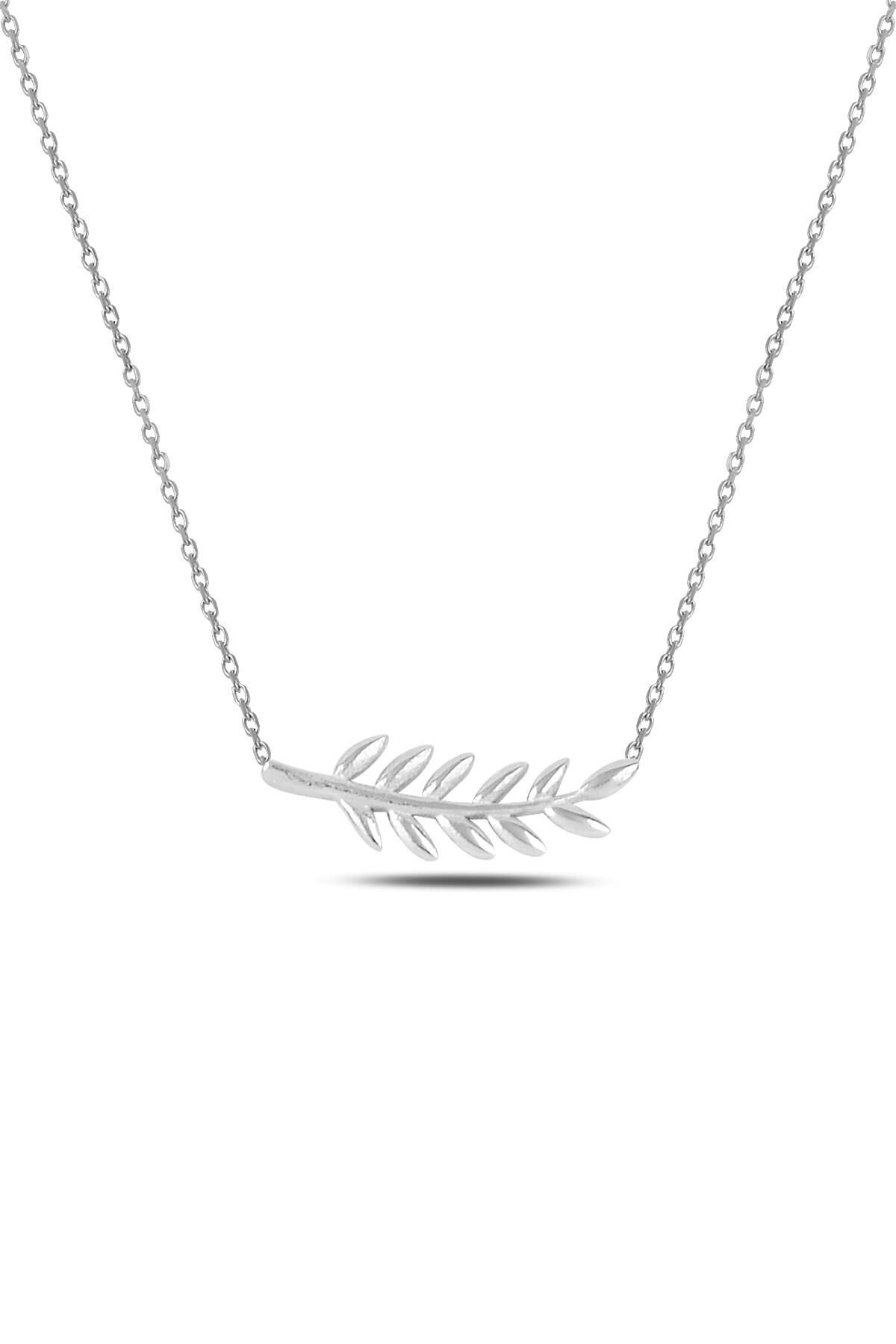 Gümüş  rodyumlu yaprak kolye SGTL10295RDJ