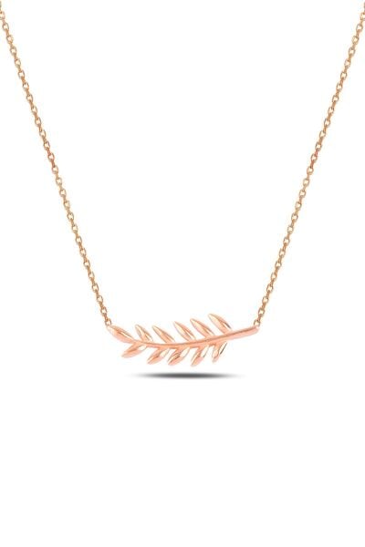Gümüş rose yaprak kolye SGTL10295ROSE