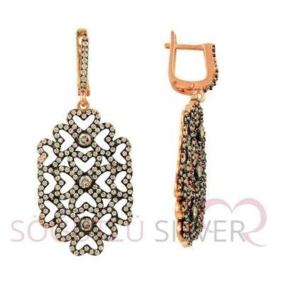 Rose zirkon taşlı küpe kupe8324