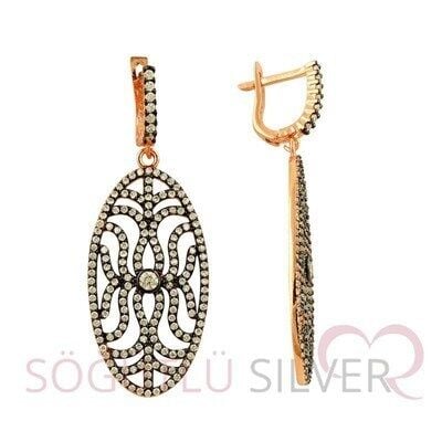 rose zirkon taşlı küpe kupe8323