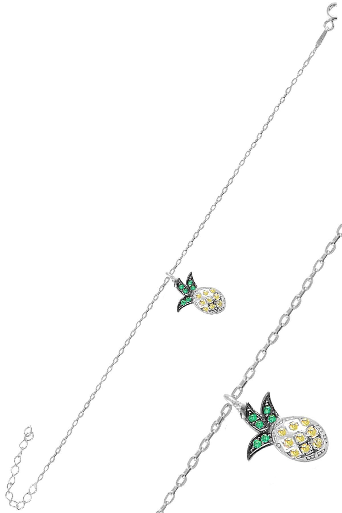 Gümüş rodyumlu zirkon taşlı ananas bileklik SGTL11061RODAJ