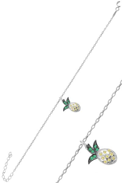 Gümüş rodyumlu zirkon taşlı ananas bileklik SGTL11061RODAJ