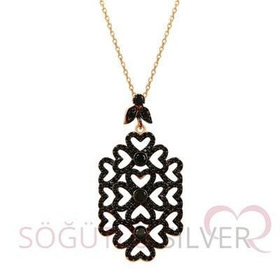 rose onix taşlı kolye kolye5094