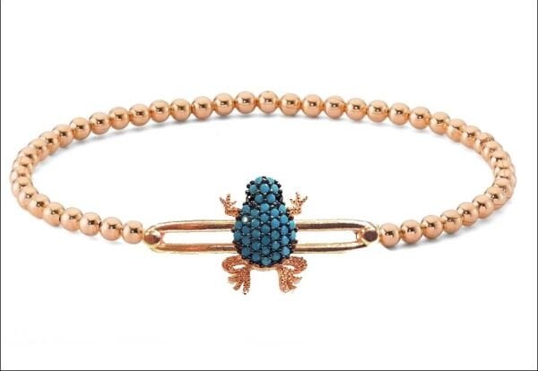 turkuaz taşlı esnek kurbağa bileklik SGTL2579