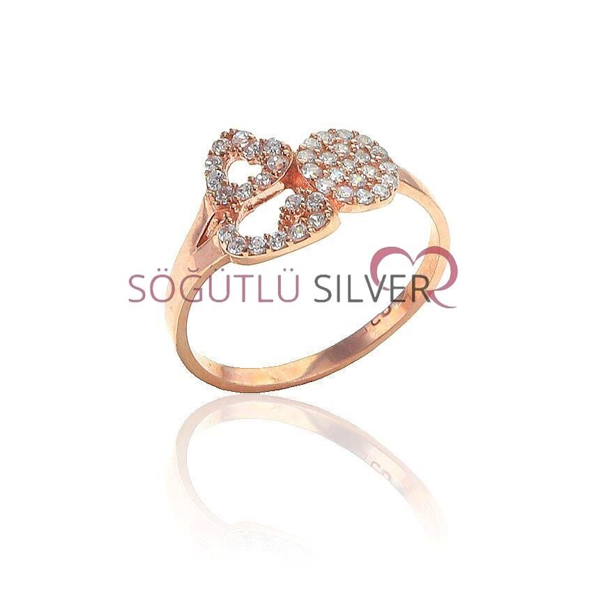 Zirkon taşlı Kalpli vav lı Yüzük SGTL6715