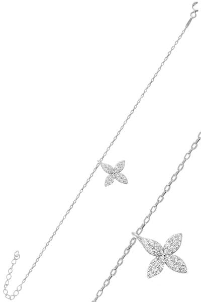 Gümüş rodyumlu zirkon taşlı yonca bileklik SGTL11059RODAJ