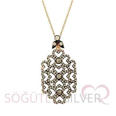 Rose zirkon taşlı kolye kolye5092