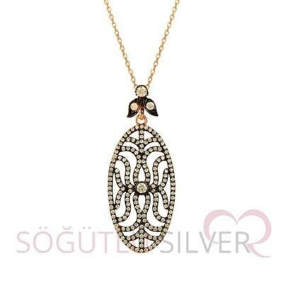 rose zirkon taşlı kolye kolye5091