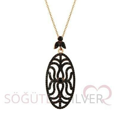 rose onix taşlı kolye kolye5089
