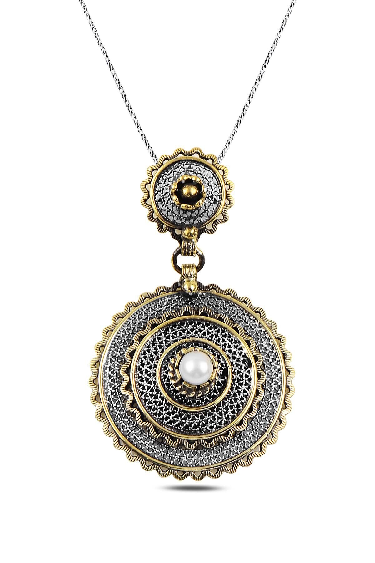 Gümüş incili otantik telkari kolye SGTL10298KLY