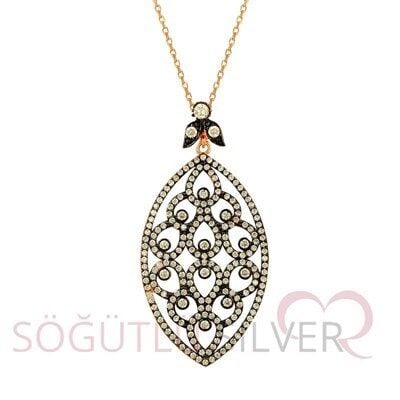 rose zirkon taşlı kolye kolye5088