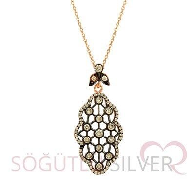 rose zirkon taşlı kolye kolye5087