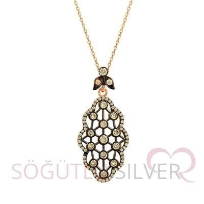 rose zirkon taşlı kolye kolye5087